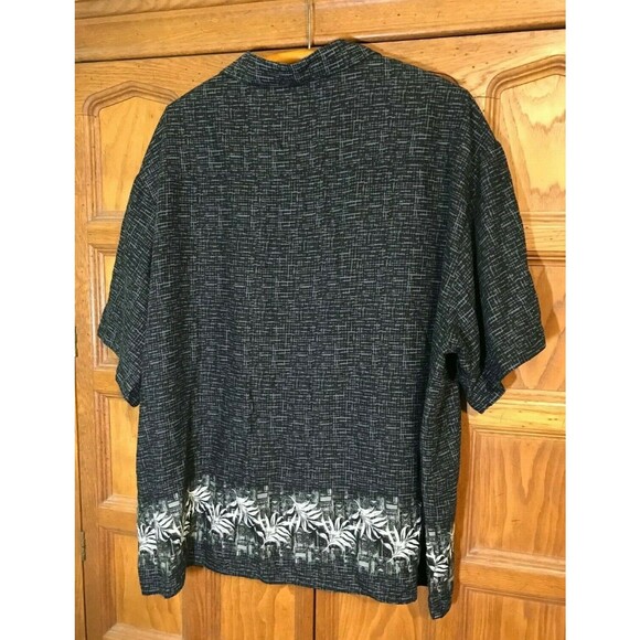 Manhattan Hawaiian Men's 2X/2EX Beach Party Shirt - Black Abstract Palms Rayon - Picture 3 of 7